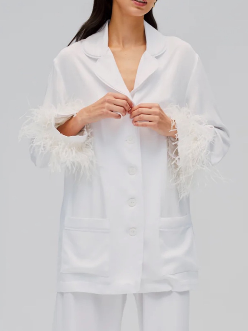 Sleeper Party Pajamas with Detachable Feathers White top shirt